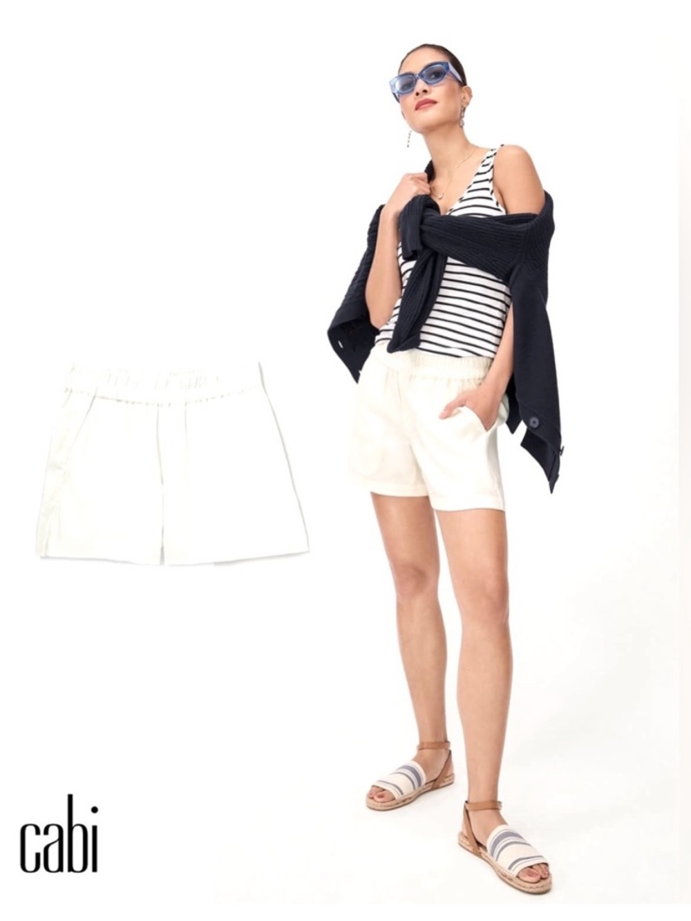 Cabi Ojai White Linen Shorts
